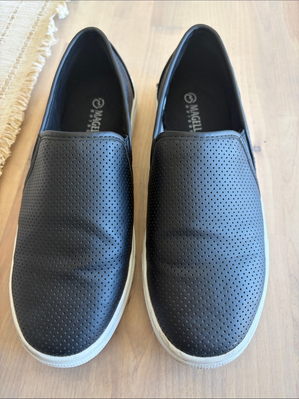 Magellan Outdoors Black Perforated Slip-On Loafers
